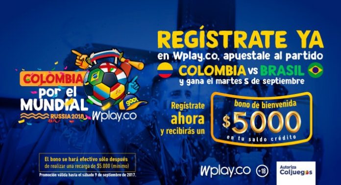 Colombia VS Brasil. Regístrate ahora en WPlay.co y recibe un bono de 5.000