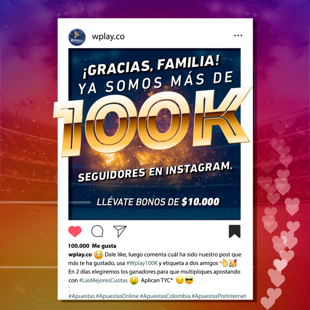 sorteo Instagram Wplay.co 100K