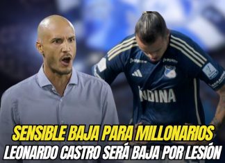 Sensible baja para Millonarios: Leo Castro será baja por lesión Baja sensible para Millonarios