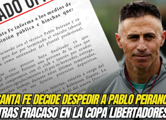 Santa Fe decide despedir a Pablo Peirano tras fracaso en la Copa Libertadores Santa Fe, Pablo Peirano