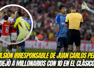 Expulsión irresponsable de Juan Carlos Pereira dejó a Millonarios con 10 en el clásico Millonarios
