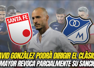 David González podrá dirigir el clásico de la fecha 17: Dimayor revoca parcialmente su sanción David González, Millonarios