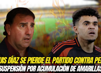 Luis Díaz se pierde el partido contra Perú en la fecha 15: Suspensión por acumulación de amarillas Luis Díaz