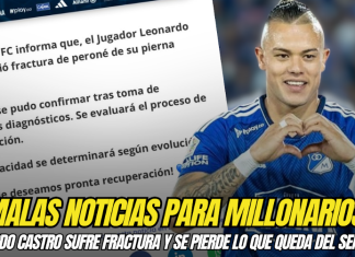 Malas noticias para Millonarios: Leonardo Castro sufre fractura en la fecha 11 y se pierde lo que queda del semestre Leonardo Castro, Millonarios