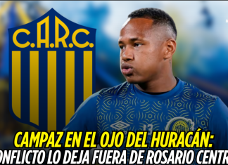 Campaz en el ojo del huracán: conflicto lo deja fuera de Rosario Central Jaminton Campaz