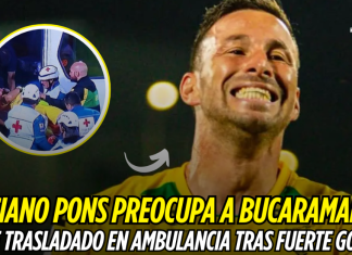 Luciano Pons preocupa a Bucaramanga: fue trasladado en ambulancia tras fuerte golpe Luciano Pons