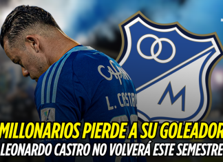 Millonarios pierde a su goleador: Leonardo Castro no volverá este semestre Millonarios FC