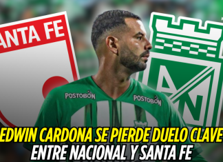 Edwin Cardona se pierde duelo clave entre Nacional y Santa Fe por la fecha 4 Edwin Cardona