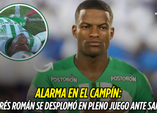 Alarma en El Campín: Andrés Román se desplomó en pleno juego ante Santa Fe Andrés Román