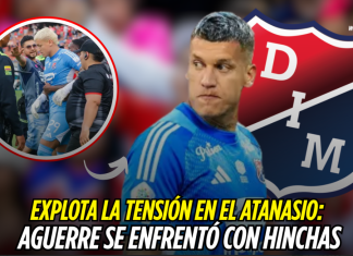 Explota la tensión en el Atanasio Girardot: Aguerre se enfrentó con hinchas Washington Aguerre, Independiente Medellín, Atanasio Girardot
