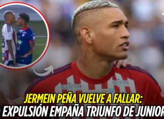 Jermein Peña vuelve a fallar: expulsión empaña triunfo de Junior Jermein Peña