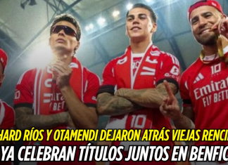 Richard Ríos y Otamendi dejaron atrás viejas rencillas y ya celebran títulos juntos en Benfica Richard Ríos