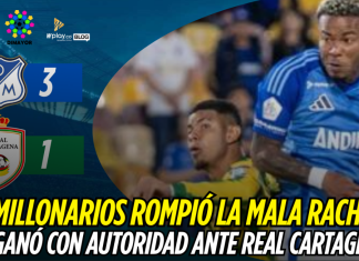 Millonarios rompió la mala racha y ganó con autoridad ante Real Cartagena Millonarios