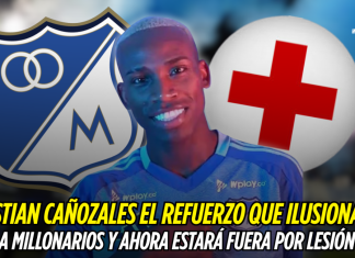 Cristian Cañozales el refuerzo que ilusionaba a Millos sufre lesión Cristian Cañozales
