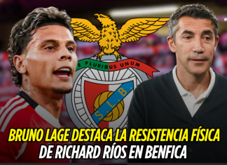 Bruno Lage elogia la fortaleza física de Richard Ríos en Benfica Bruno Lage, Richard Ríos, Benfica
