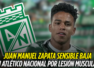 Atlético Nacional pierde a Zapata por lesión muscular Atlético Nacional