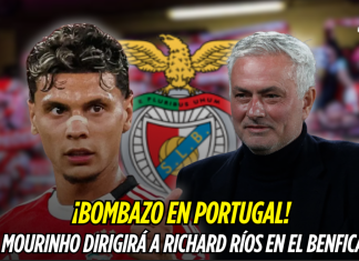 Benfica: Mourinho será DT de Richard Ríos Richard Ríos, Benfica