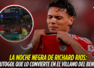 Richard Ríos, protagonista del autogol que costó caro Richard Ríos, Champions League, Benfica