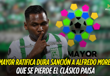 Dimayor ratifica castigo: Morelos no jugará el Clásico Alfredo Morelos, Atlético Nacional, Dimayor