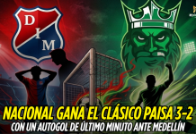 Nacional se lleva el clásico 3-2 con autogol final Nacional, Medellín