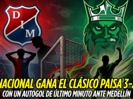 Nacional se lleva el clásico 3-2 con autogol final Nacional, Medellín