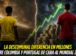 Colombia y Portugal: así está la diferencia en millones Selección Colombia, Selección de Portugal, Copa Mundia 2026, Mundial 2026